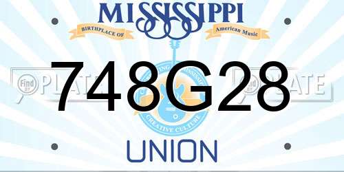 748G28 Mississippi License Plate