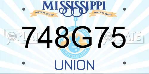 748G75 Mississippi License Plate