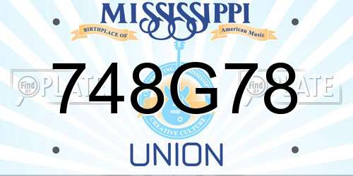 748G78 Mississippi License Plate