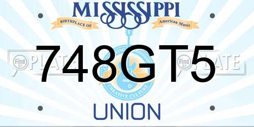 748GT5 Mississippi License Plate