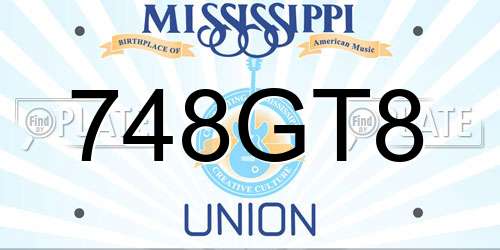 748GT8 Mississippi License Plate
