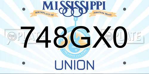 748GX0 Mississippi License Plate