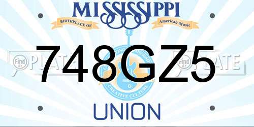 748GZ5 Mississippi License Plate