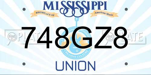 748GZ8 Mississippi License Plate