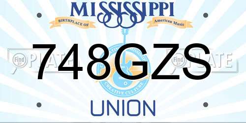 748GZS Mississippi License Plate