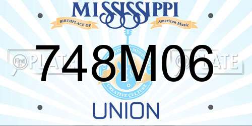 748M06 Mississippi License Plate