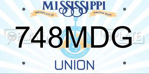 748MDG Mississippi License Plate