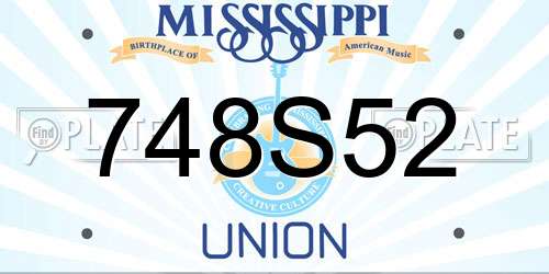 748S52 Mississippi License Plate