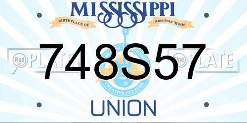 748S57 Mississippi License Plate