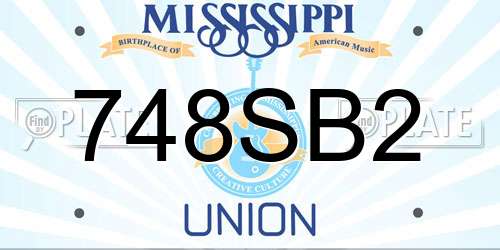 748SB2 Mississippi License Plate