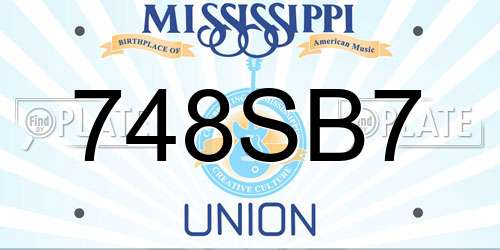 748SB7 Mississippi License Plate