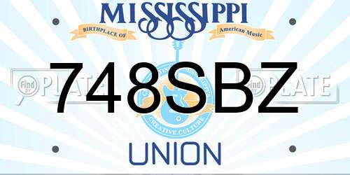 748SBZ Mississippi License Plate