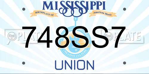 748SS7 Mississippi License Plate