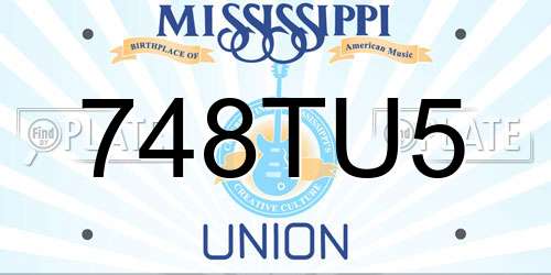 748TU5 Mississippi License Plate