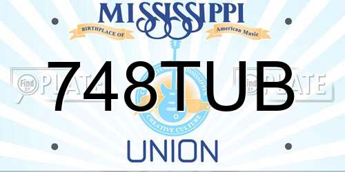748TUB Mississippi License Plate