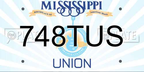 748TUS Mississippi License Plate
