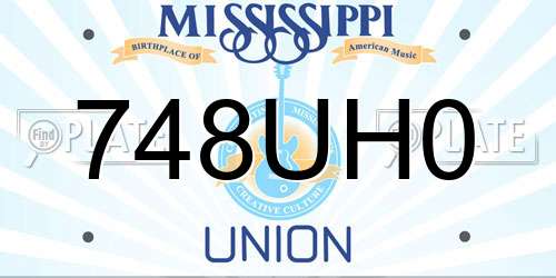 748UH0 Mississippi License Plate