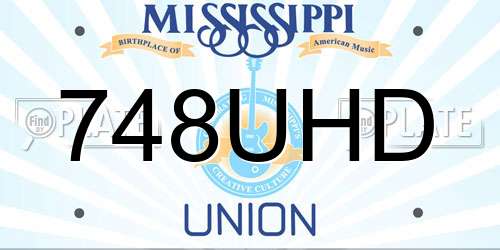 748UHD Mississippi License Plate