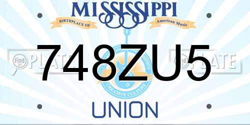 748ZU5 Mississippi License Plate