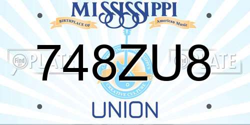 748ZU8 Mississippi License Plate