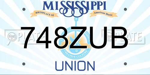 748ZUB Mississippi License Plate