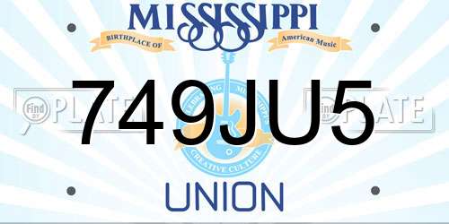 749JU5 Mississippi License Plate