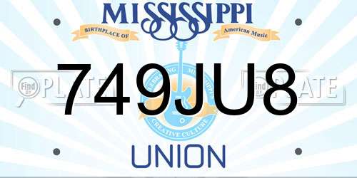 749JU8 Mississippi License Plate