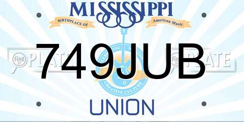 749JUB Mississippi License Plate