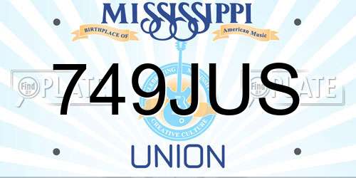749JUS Mississippi License Plate