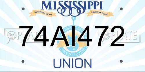 74AI472 Mississippi License Plate