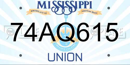 74AQ615 Mississippi License Plate
