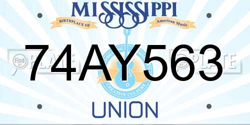 74AY563 Mississippi License Plate
