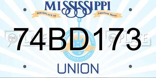 74BD173 Mississippi License Plate