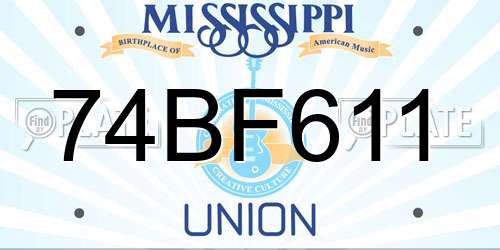 74BF611 Mississippi License Plate