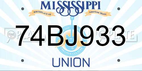 74BJ933 Mississippi License Plate