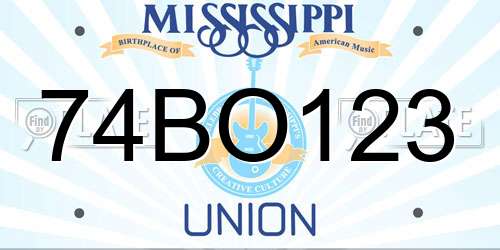 74BO123 Mississippi License Plate