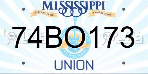 74BO173 Mississippi License Plate