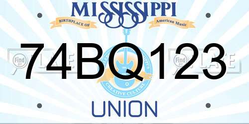 74BQ123 Mississippi License Plate