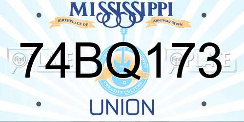 74BQ173 Mississippi License Plate