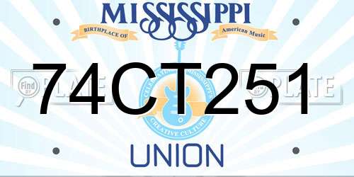 74CT251 Mississippi License Plate