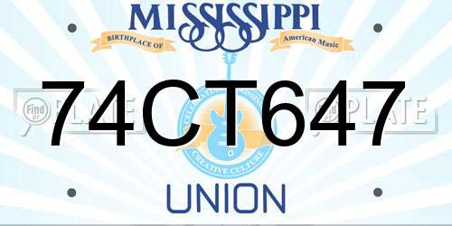 74CT647 Mississippi License Plate