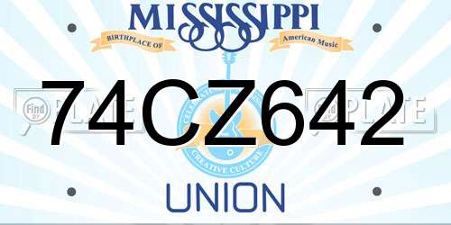 74CZ642 Mississippi License Plate
