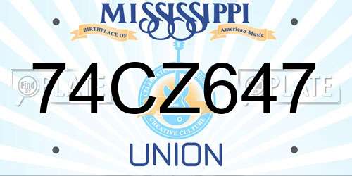 74CZ647 Mississippi License Plate