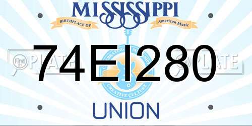 74EI280 Mississippi License Plate