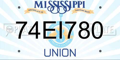 74EI780 Mississippi License Plate