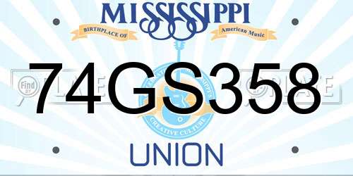 74GS358 Mississippi License Plate