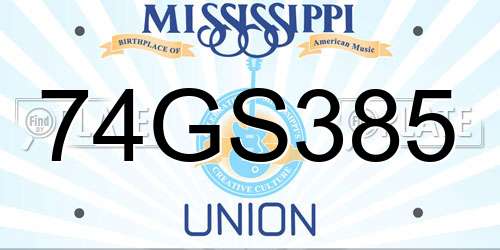 74GS385 Mississippi License Plate
