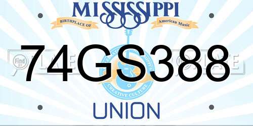 74GS388 Mississippi License Plate