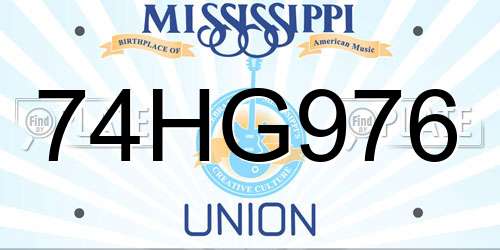 74HG976 Mississippi License Plate