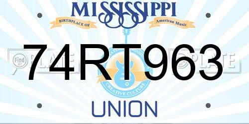 74RT963 Mississippi License Plate